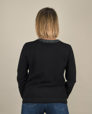 Maglia girocollo con profilo lurex