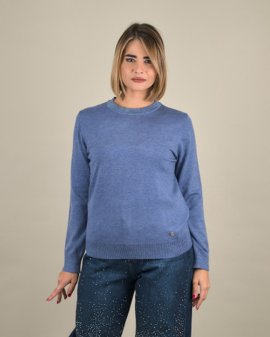 Maglia girocollo con profilo lurex