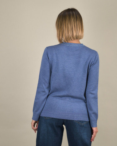 Maglia girocollo con profilo lurex