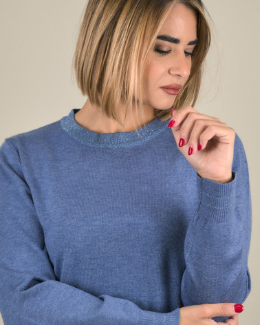 Maglia girocollo con profilo lurex