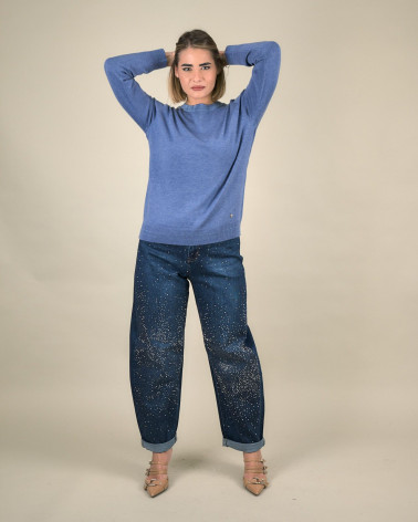 Maglia girocollo con profilo lurex