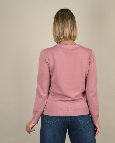 Maglia girocollo con profilo lurex