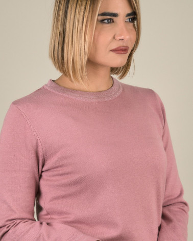 Maglia girocollo con profilo lurex