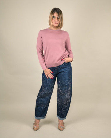 Maglia girocollo con profilo lurex