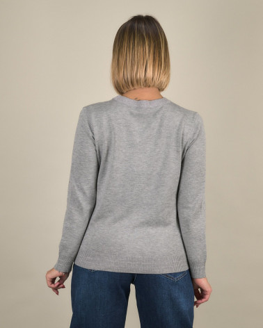 Maglia girocollo con profilo lurex