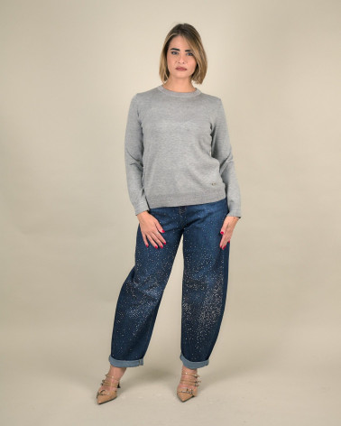 Maglia girocollo con profilo lurex