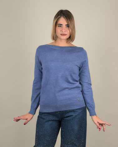 Maglia con scollo a barchetta e dettagli lurex