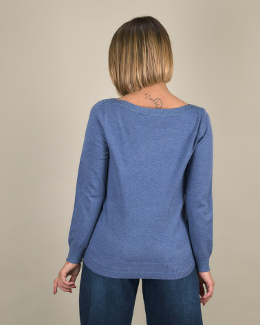 Maglia con scollo a barchetta e dettagli lurex