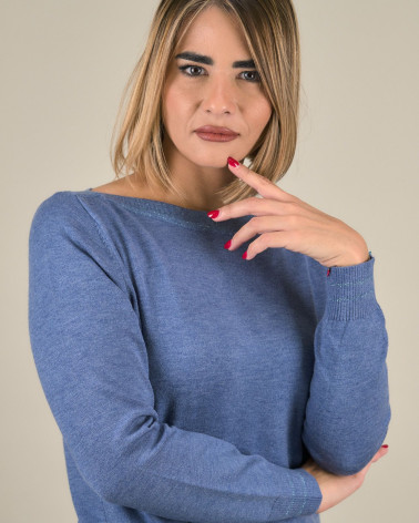 Maglia con scollo a barchetta e dettagli lurex