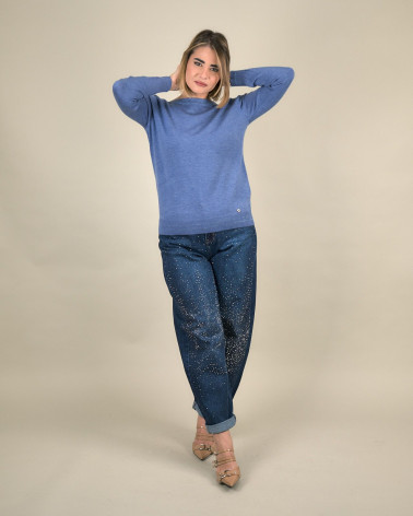 Maglia con scollo a barchetta e dettagli lurex