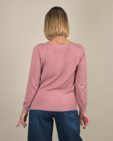 Maglia con scollo a barchetta e dettagli lurex