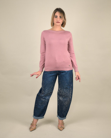 Maglia con scollo a barchetta e dettagli lurex