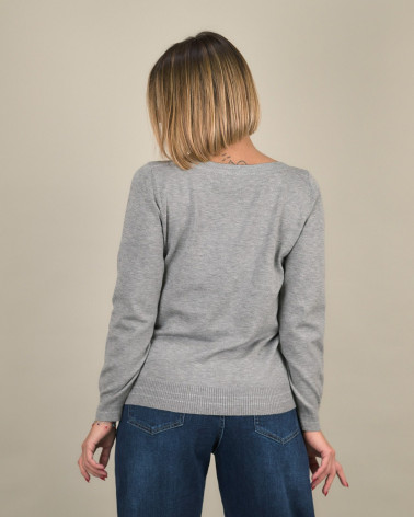 Maglia con scollo a barchetta e dettagli lurex