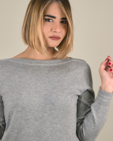 Maglia con scollo a barchetta e dettagli lurex