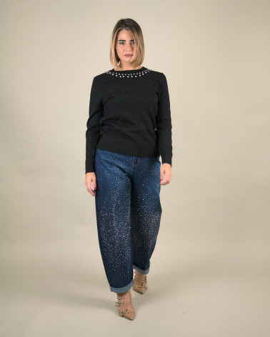 Maglia trecce con collo gioiello