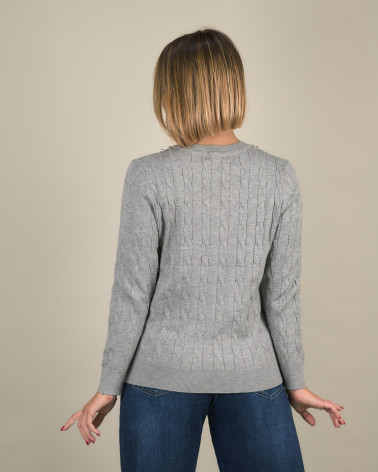 Maglia trecce con collo gioiello