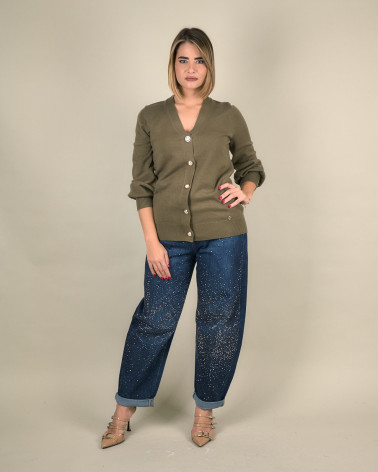 Cardigan con bottoni gioiello