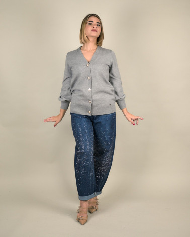 Cardigan con bottoni gioiello