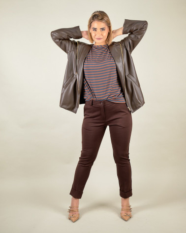 Giacca effetto pelle con cappuccio