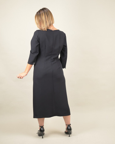 Abito midi con drappeggio e fibbia