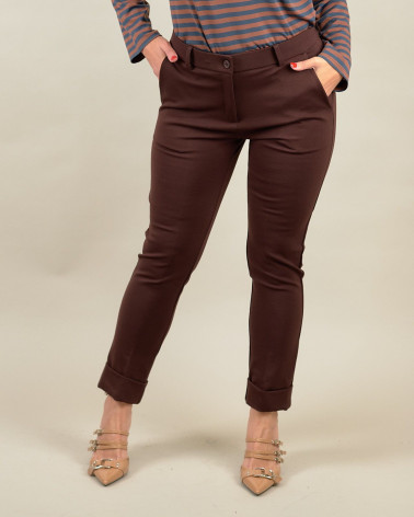 Pantaloni in punto Milano con risvolto