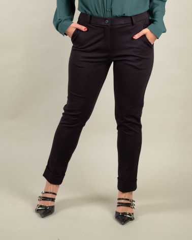 Pantaloni in punto Milano con risvolto