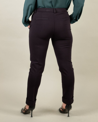 Pantaloni in punto Milano con risvolto