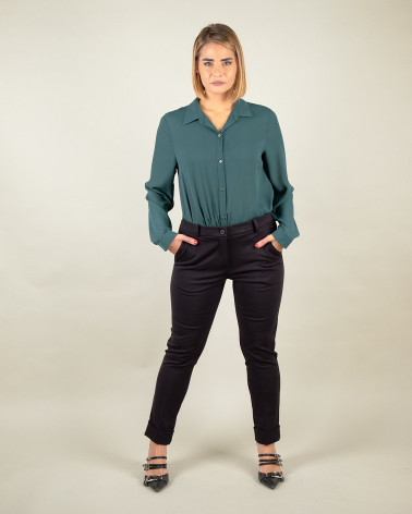 Pantaloni in punto Milano con risvolto