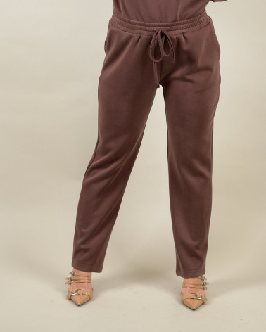 Pantaloni felpati con elastico in vita