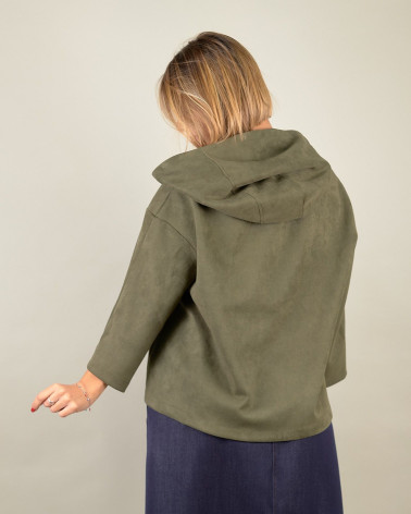 Giacca scamosciata verde militare