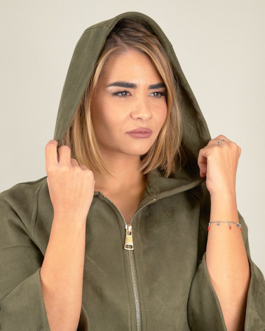 Giacca scamosciata verde militare