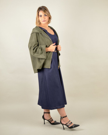 Giacca scamosciata verde militare