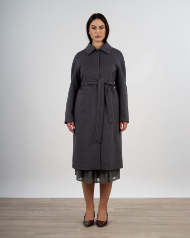 Cappotto lungo con cintura e collo classico
