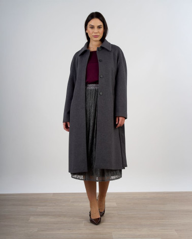 Cappotto lungo con cintura e collo classico