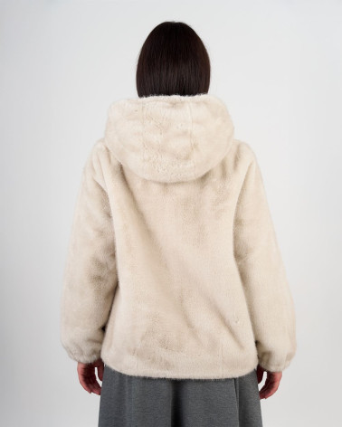 Giacca in eco pelliccia con cappuccio e zip