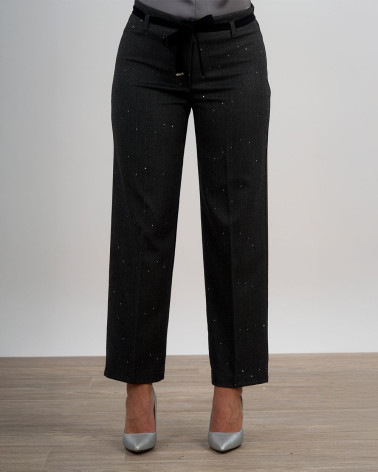 Pantaloni gessati con micro paillettes