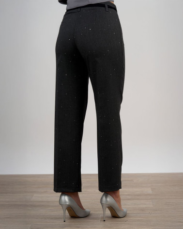 Pantaloni gessati con micro paillettes
