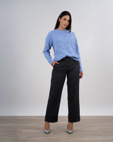 Pantaloni gessati con dettagli luminosi