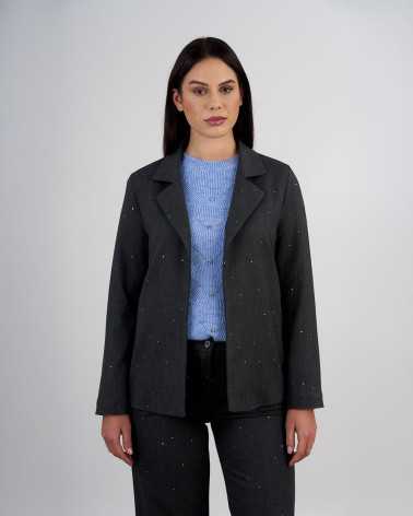 Blazer gessato con micro paillettes
