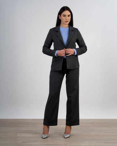 Blazer gessato con micro paillettes