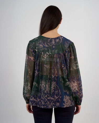 Blusa ampia in voile stampato