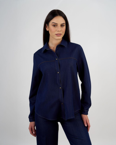 Camicia in jeans con bottoni a pressione