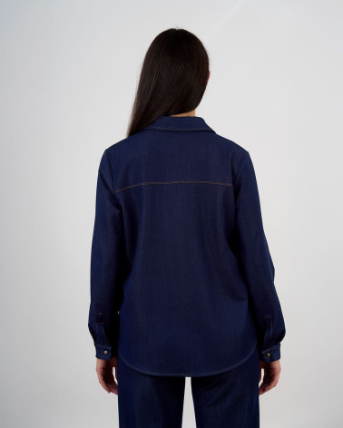 Camicia in jeans con bottoni a pressione
