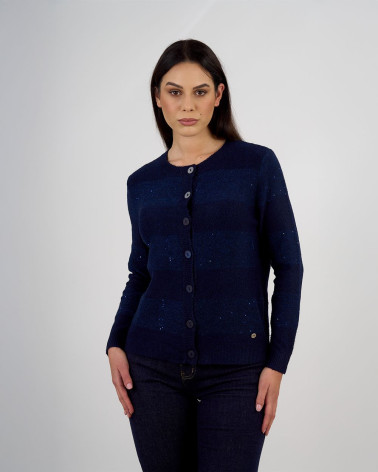Cardigan con trama in paillettes