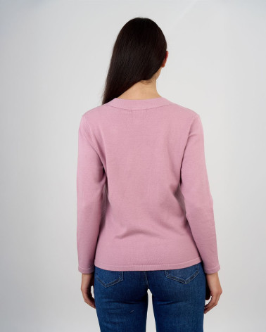 Cardigan scollo a V con bottoni gioiello