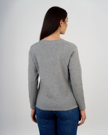 Cardigan scollo a V con bottoni gioiello