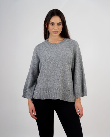 Maglia svasata con lavorazione a micro paillettes