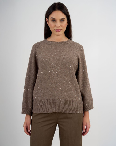 Maglia svasata con lavorazione a micro paillettes