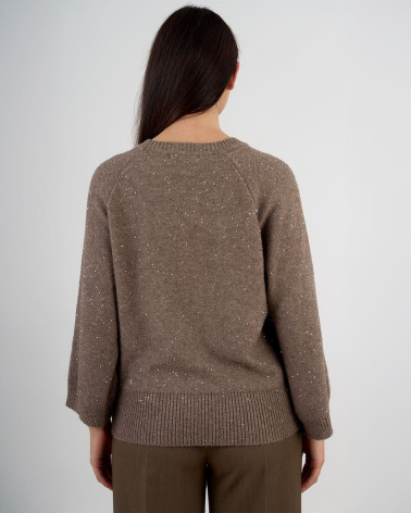 Maglia svasata con lavorazione a micro paillettes