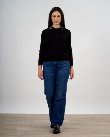 Maglia polo con colletto gioiello